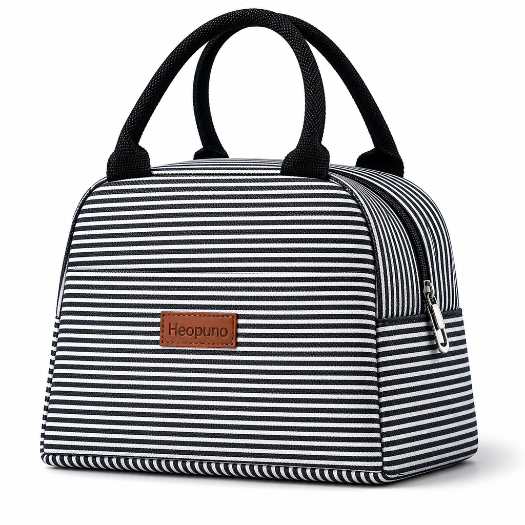 Sac Repas Isotherme Rayé Noir
