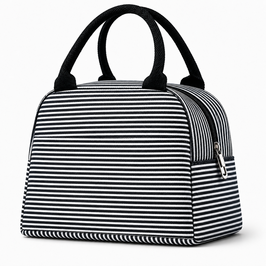 Sac Repas Isotherme Rayé Noir