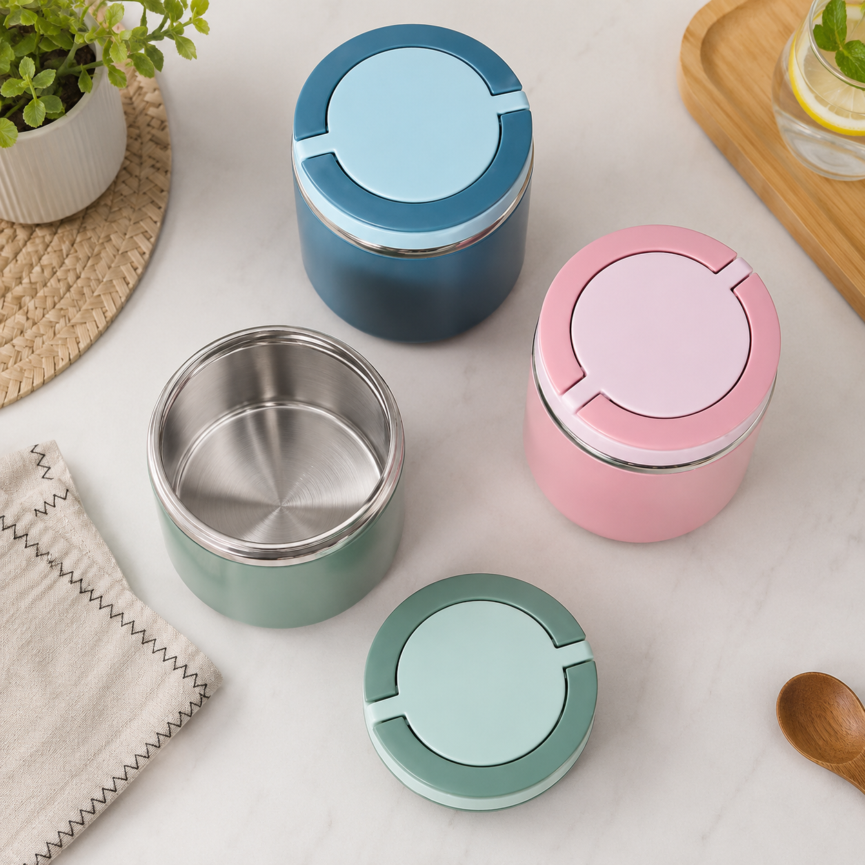 Lunch Box Isotherme Soupe Bleu