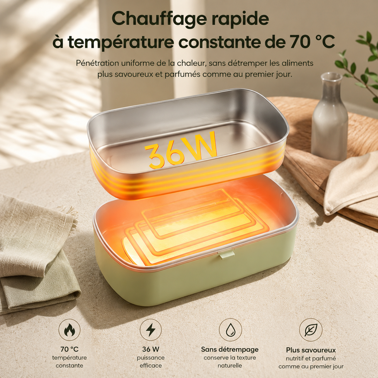 Boîte à Lunch Chauffante Verte